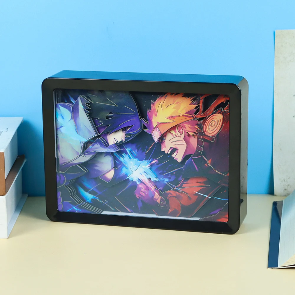 Lampu meja untuk kamar tidur 3D kertas gambar bingkai Shadow kotak dengan lampu malam untuk anak-anak lampu buku Usb isi ulang