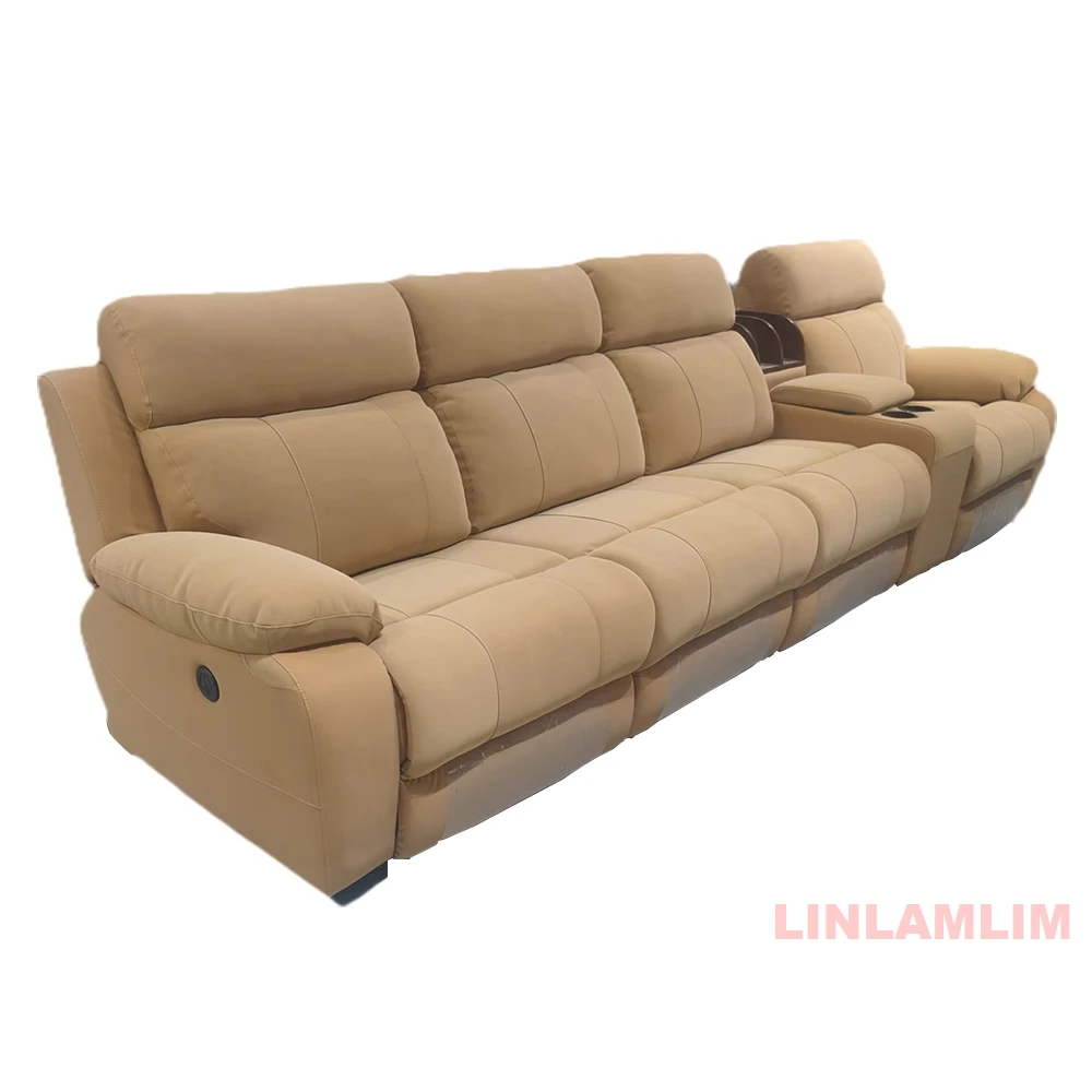 MANBAS Reclining Electric Power Sofa with Cup Holders, and USB Ports – Comfortable Modern Genuine Leather Couch for Living Room