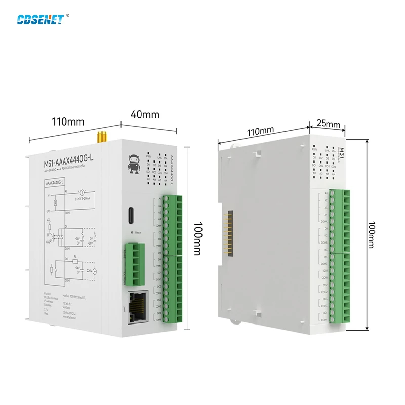 433/868/915M RS485 Lora Analog Switch Acquisition Remote IO Module Ethernet CDSENET M31-Lora Series Modbus RTU Long Distance