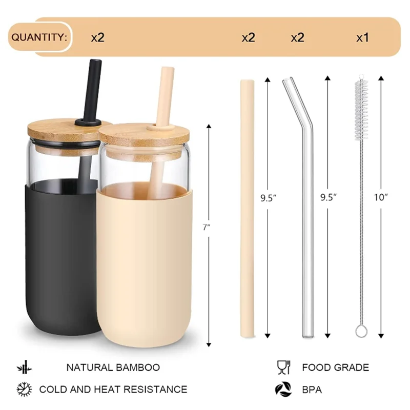 

ABMI-20Oz Стеклянный стакан для воды с силиконовым защитным рукавом Fpr Water Smoothie, чай с молоком, подарок