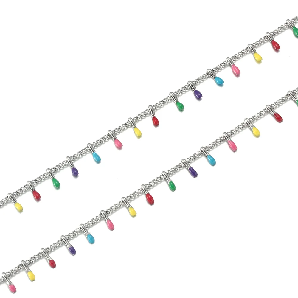 

1-2 Meter Stainless Steel Enamel Chains For Jewelry Making Supplies DIY Necklace Bracelet Charms Accessories Crafts Wholesale