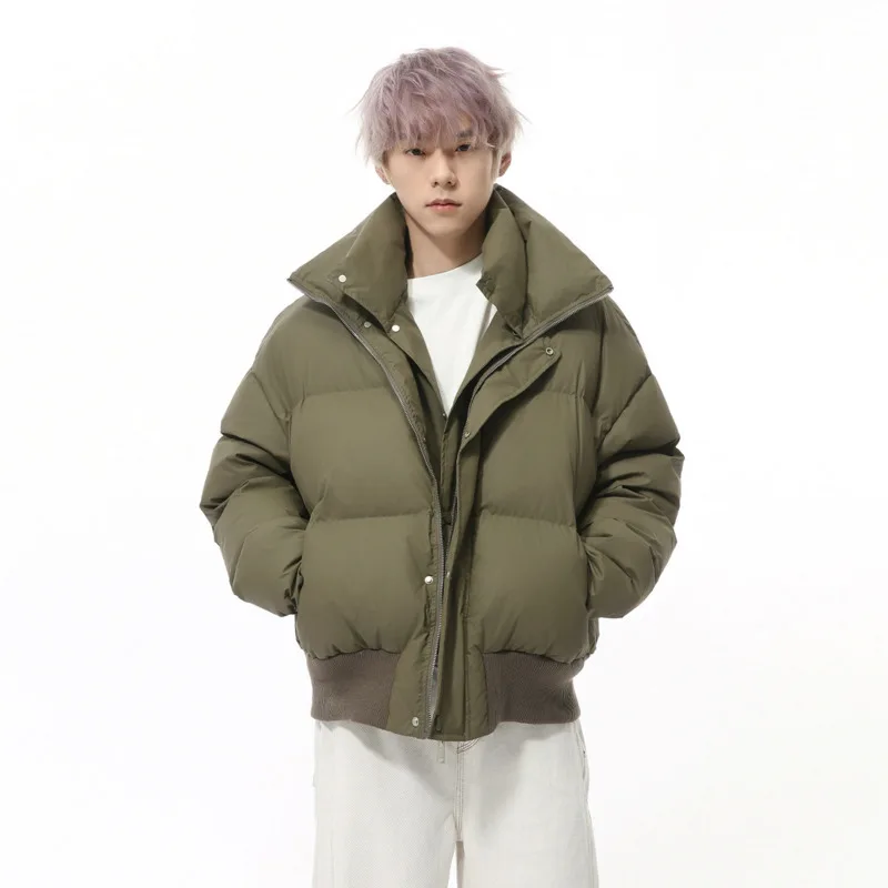 

SYUHGFA Korean Style Men's Fake Two Pieces Stand Collar Padded Jackets Solid Color Male Short Style Cotton Coats 2025 Spring