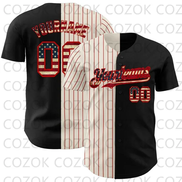 Custom Black Color Stitch Baseball Jersey Men Women Short Sleeve Shirt 3D Printed Shirt Team Shirts Hip Hop Unisex Tops