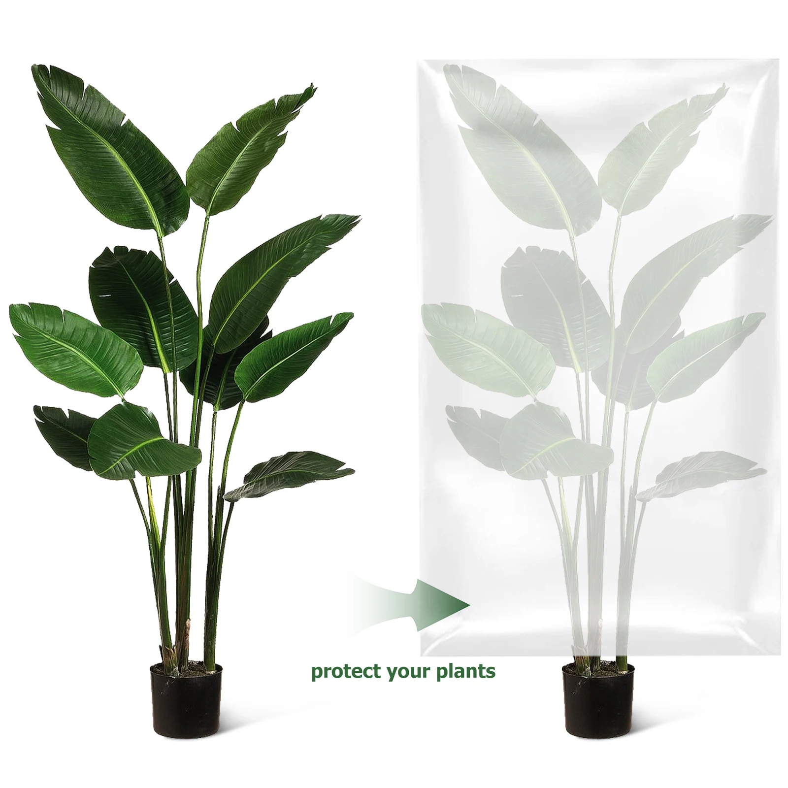 

3Pcs Winter Plant Protective Cover Moisture Frost Wind Rainproof Long-Lasting Transparent Bag Outdoor Garden Protector