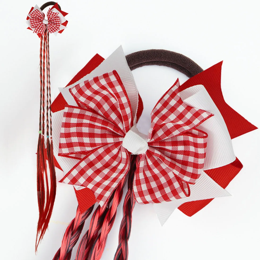 NEW Plaid Bows 4INCH School Hair Bows First Day Gingham Ribbon Stacked Bow Hair Clip Hairpin For Baby Girl Accessories