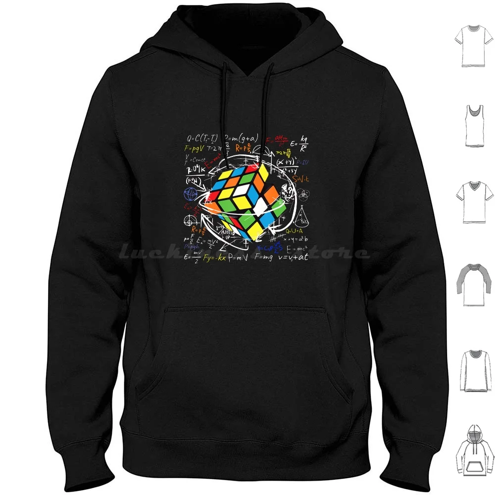 Cool Math Lovers Player With Speed Hoodies Long Sleeve Rubics Rubic Cube Retro Game Rubics Cube Geek Puzzle Abstract