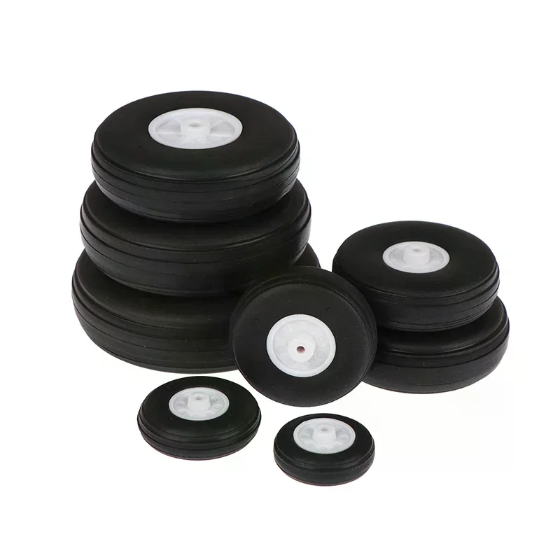 Roda de borracha pu de alta elasticidade, 2 peças, diâmetro 1/1.25/1.5/1.75/2/2.25/2.5/2.75 tamanhos para modelo de avião de asa fixa rc, pneus diy