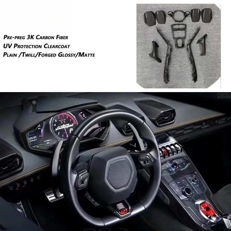 Real Dry Carbon Fiber Car Interior Center Cover Set for Huracan LP610-4 LP580-2 2015-2022 Air Conditioner
