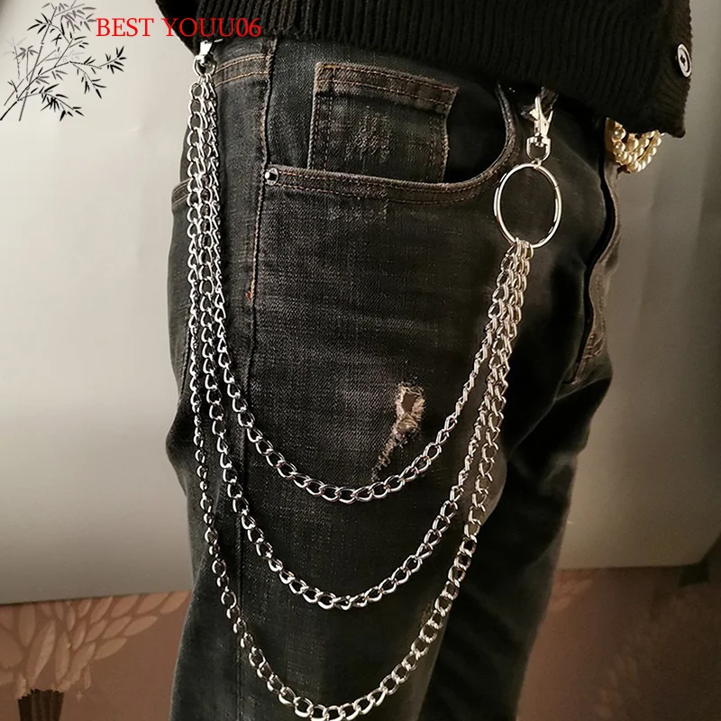 Hot 2/3Layer Punk Hip-hop Long Metal Belt Chain Fashion Trousers Pant Waist Metal Chain Keychain view 3