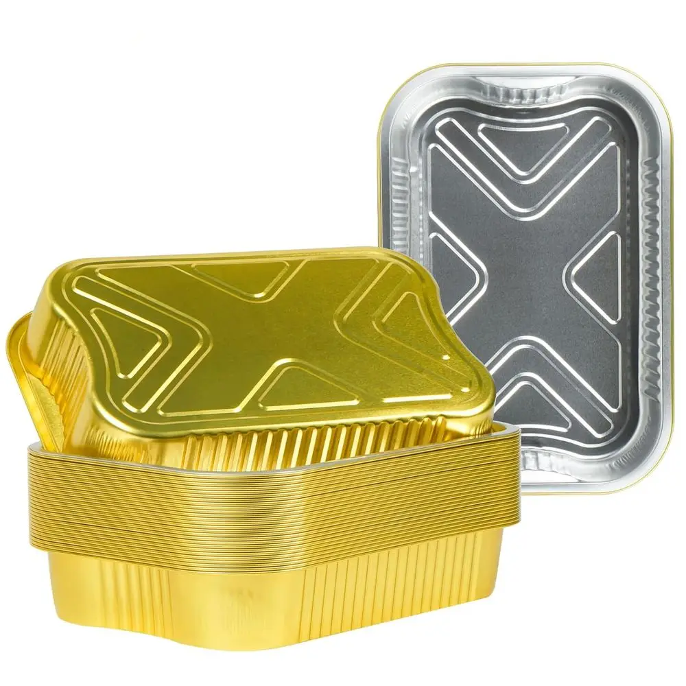 

Half Size 9x13 Gold Aluminum Foil Pans - Heavy Duty Disposable Baking, Heating & Cooking Containers