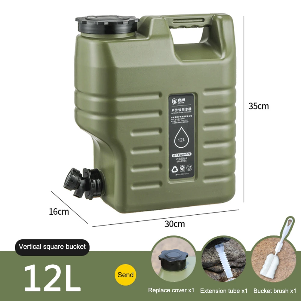 Cubo de agua portátil de gran capacidad para exteriores, contenedor de bolsa de agua para acampar con grifo, tanque de agua de conducción para Picnic y senderismo, 10-25L
