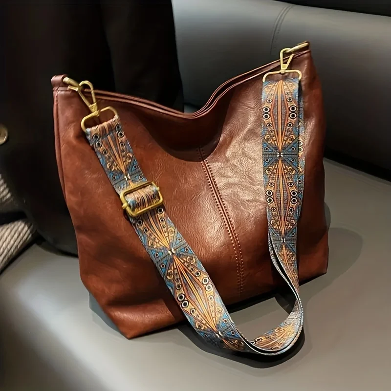 

Wide Geometric Strap，Women's Fashion Shoulder Bag，Vintage New Women's Bag