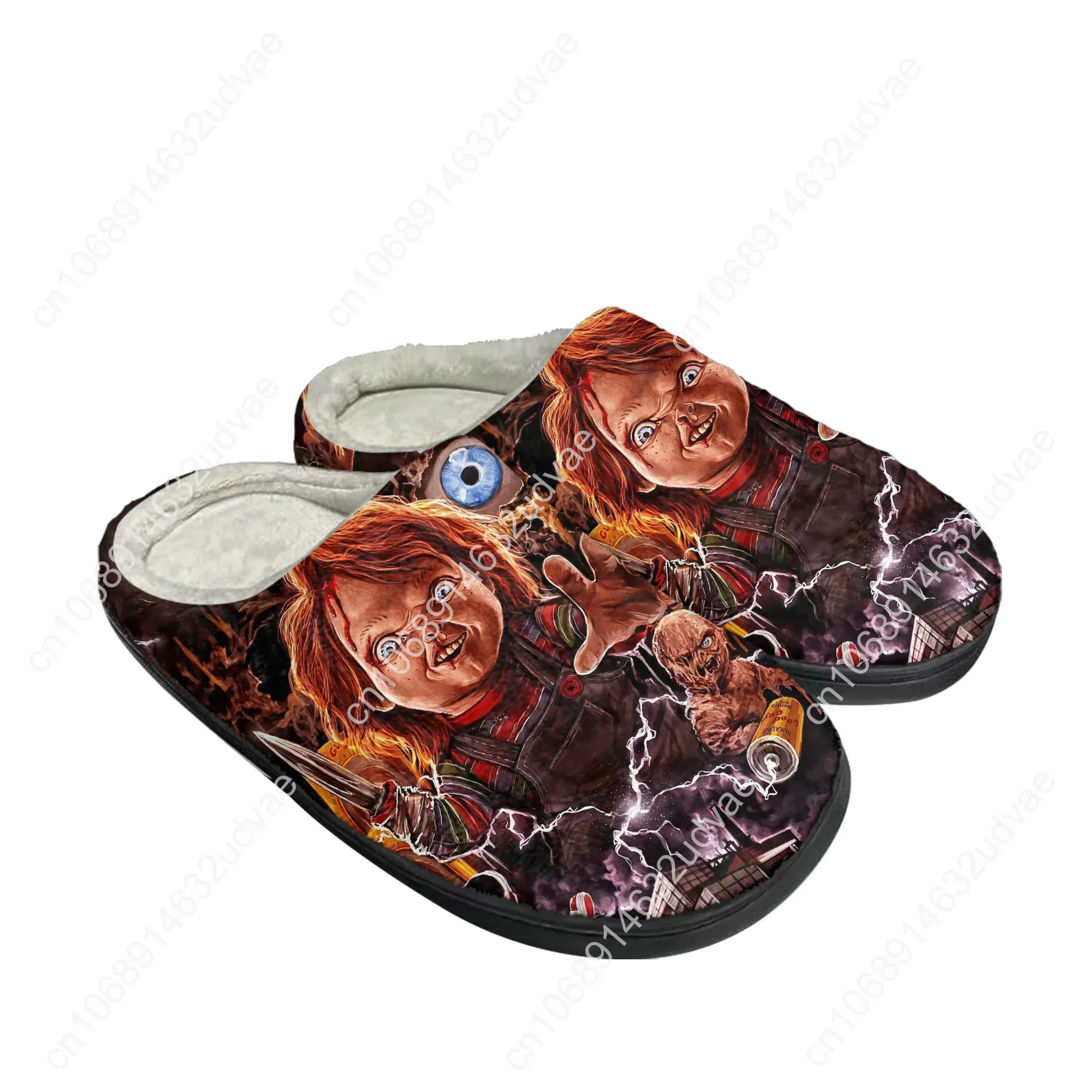 Horror Movie Childs Play Chucky Home Cotton Slippers Plush Bedroom Casual Keep Warm Shoes Thermal Slipper Men Women Custom Shoe