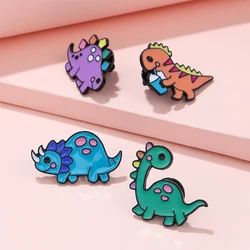 4Pcs/set Cute Dinosaur Shaped Brooches Animal Alloy Badge Buttons for Backpack Clothing Girls Jewelry Gifts