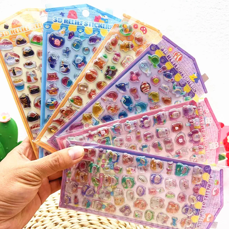

3D-наклейки с рельефным изображением: милые мультяшные персонажи-еда, твердые эпоксидные стикеры с тиснением для детей, для декора блокнотов, чехлов для телефонов, скрапбукинга