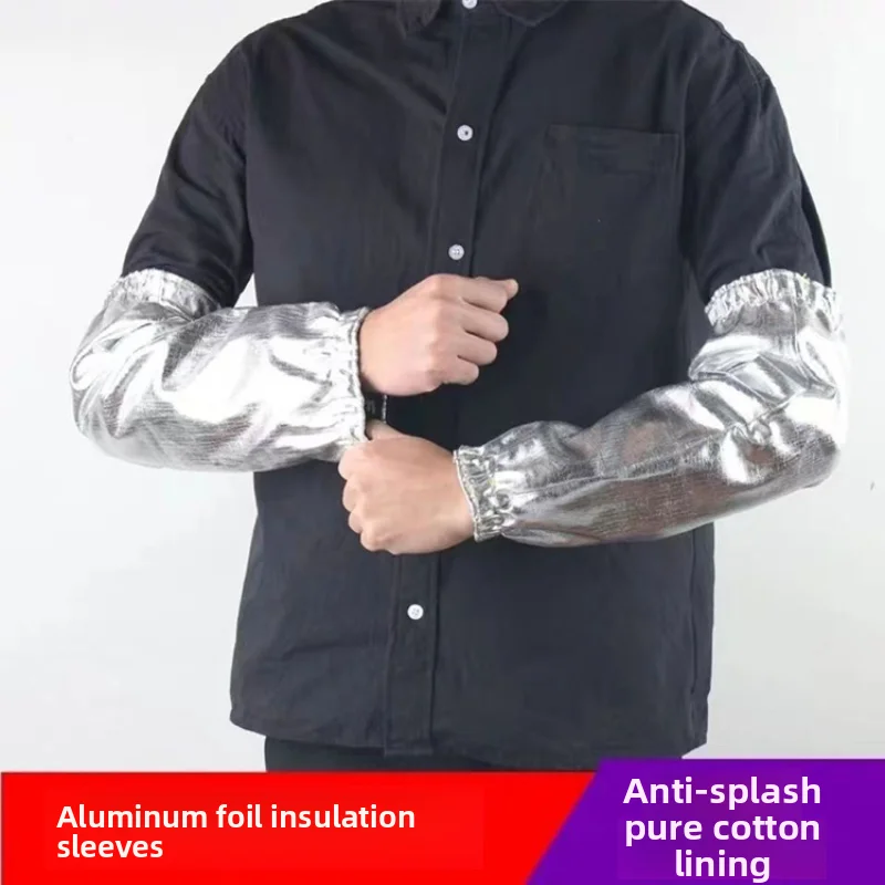 Anti-scald sleeves, high temperature resistant, heat-insulating aluminum foil arm guards, barbecue chef anti-spark sleeves