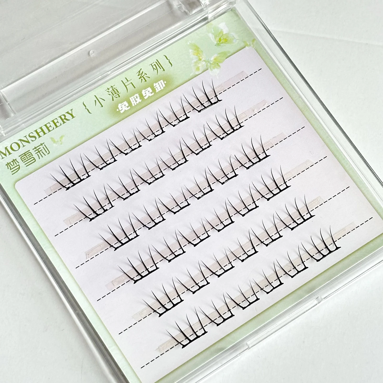 6 Rows Ultra Thin False Eyelashes No Glue Black C Curl 9-13mm Korean Style False Eyelashes for Women Natural Look Makeup Tools