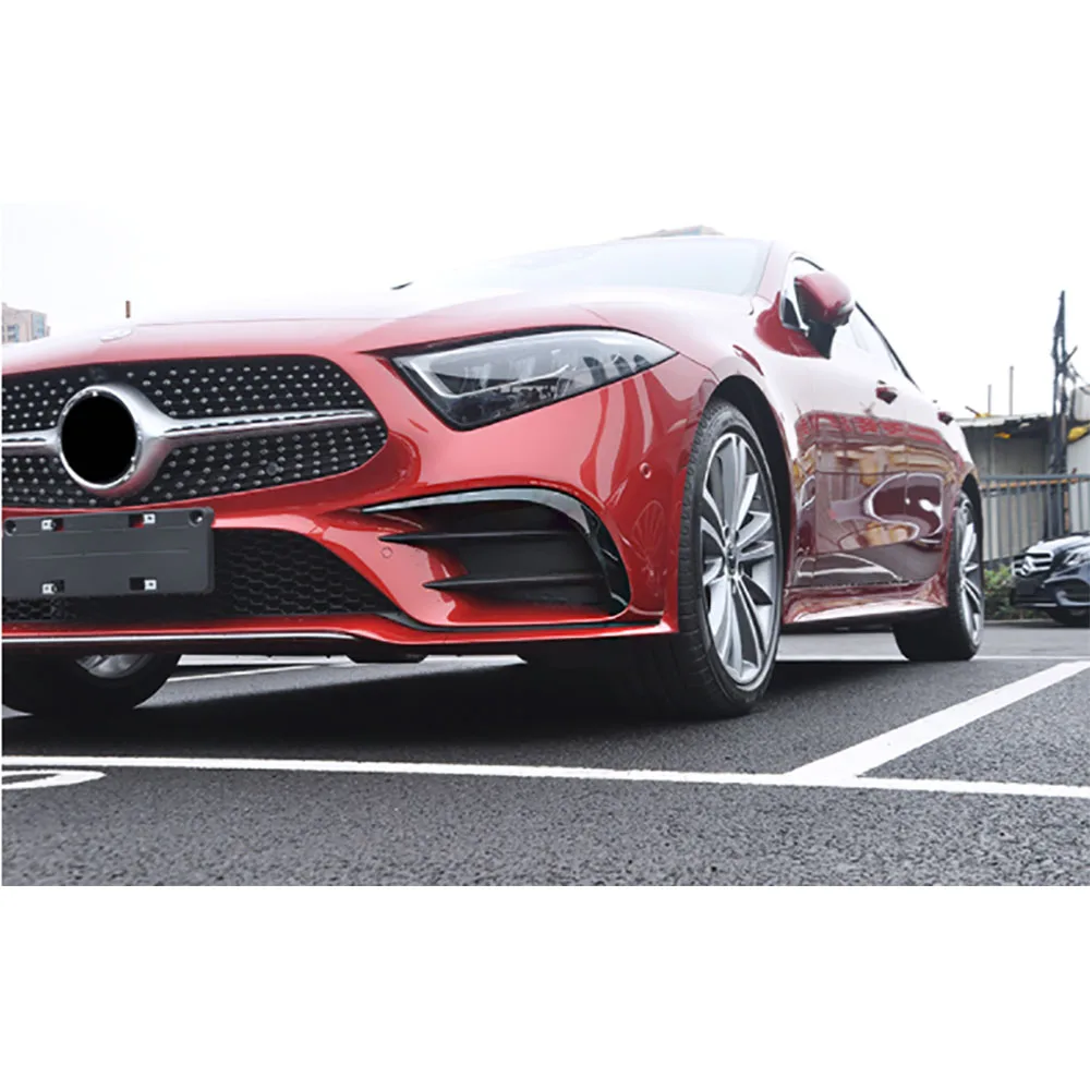 JIACHE Front Bumper Canards Trim Winglet For Mercedes Benz CLS Class C257 CLS260 300 For AMG Fins Shark Style Molding Garnish