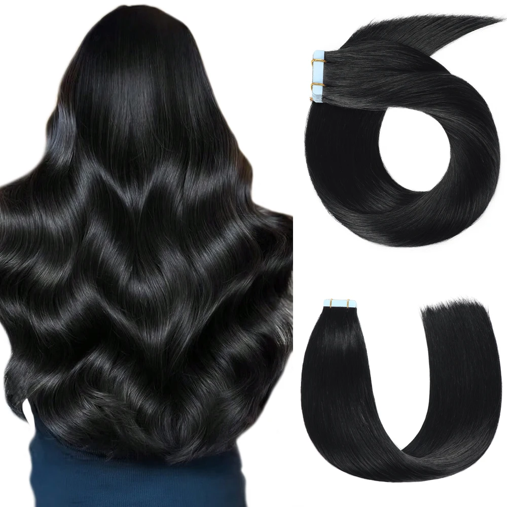 Ninaand Tape in Hair Extensions 100% Human Hair 12-28 inches 20pcs Straight Seamless Skin Weft Tape Hair Extensions for Women