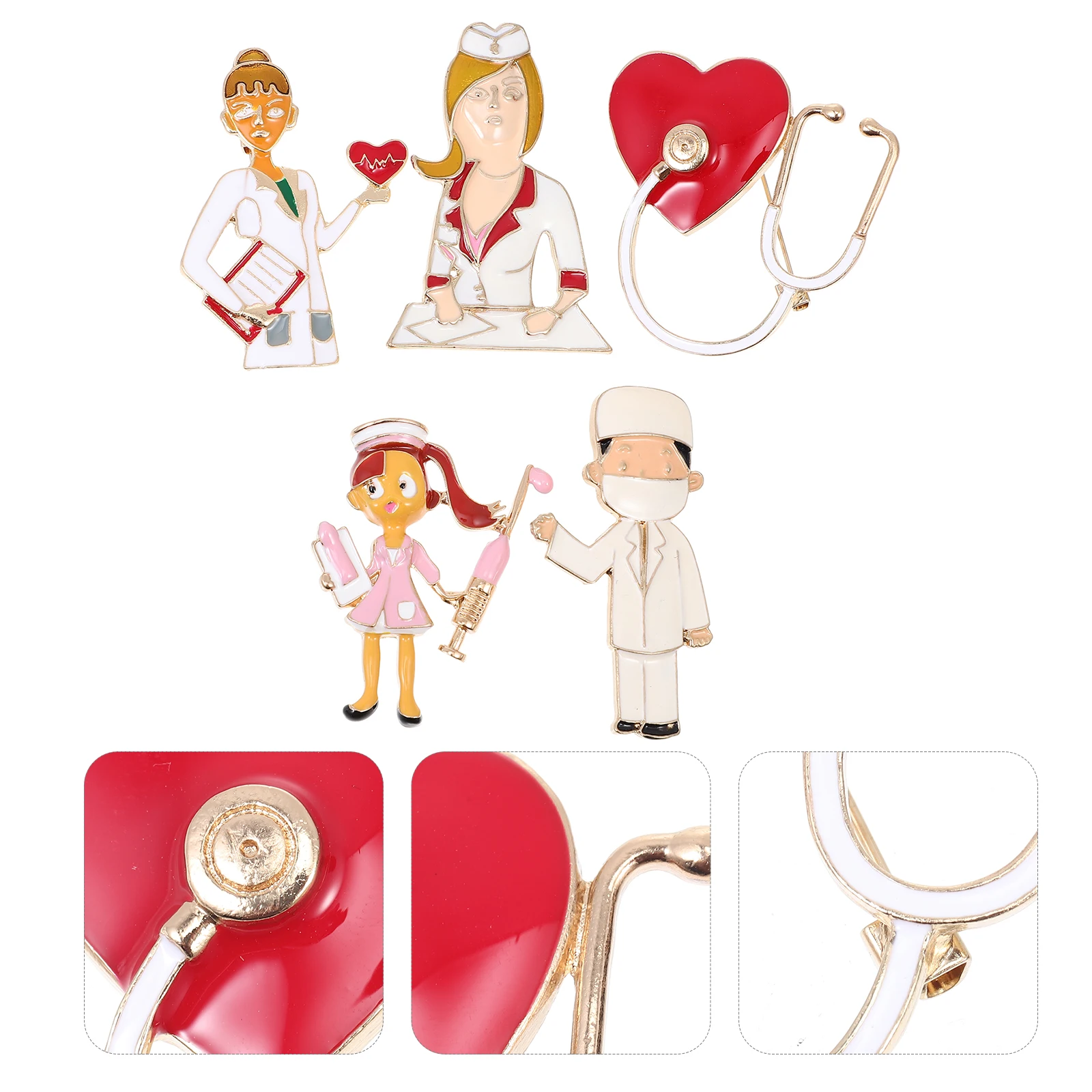 

5 Pcs Accessories Stethoscope Jewelry Student Medicine Brooch Alloy Medical Pin