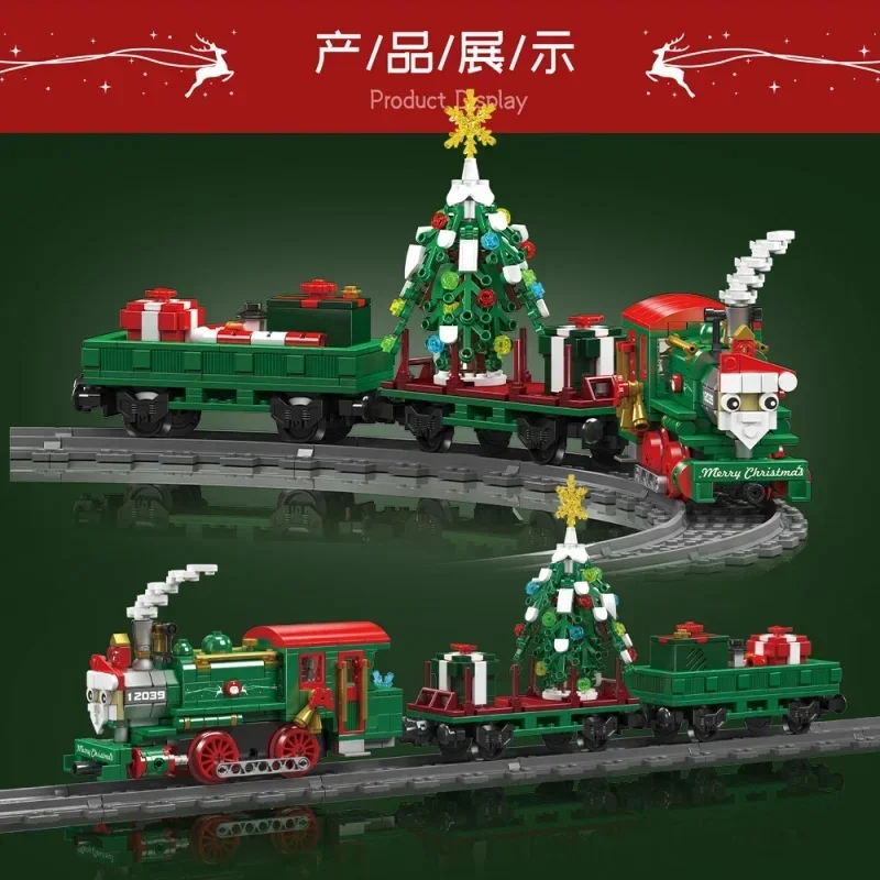 For Gifts 12039 Technical Christmas Train Building Block The Remote Control Winter Holiday Model Assembly Toys For  Gifts