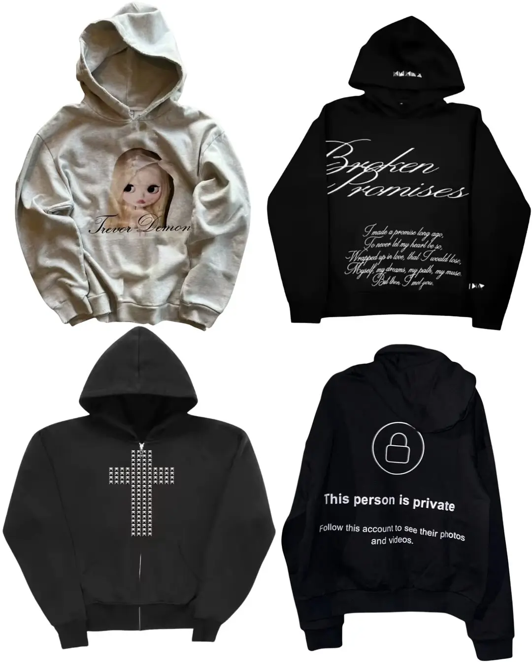 เสื้อฮู้ดพิมพ์ลายพังก์วินเทจสำหรับผู้หญิง สไตล์กรันจ์ ฮิปฮอป สตรีทแวร์ เสื้อสเวตเชิ้ต ท็อปส์ กอธ วินเทจ ยีทูเค เสื้อฮู้ดโอเวอร์ไซส์ เสื้อผ้าผู้หญิง