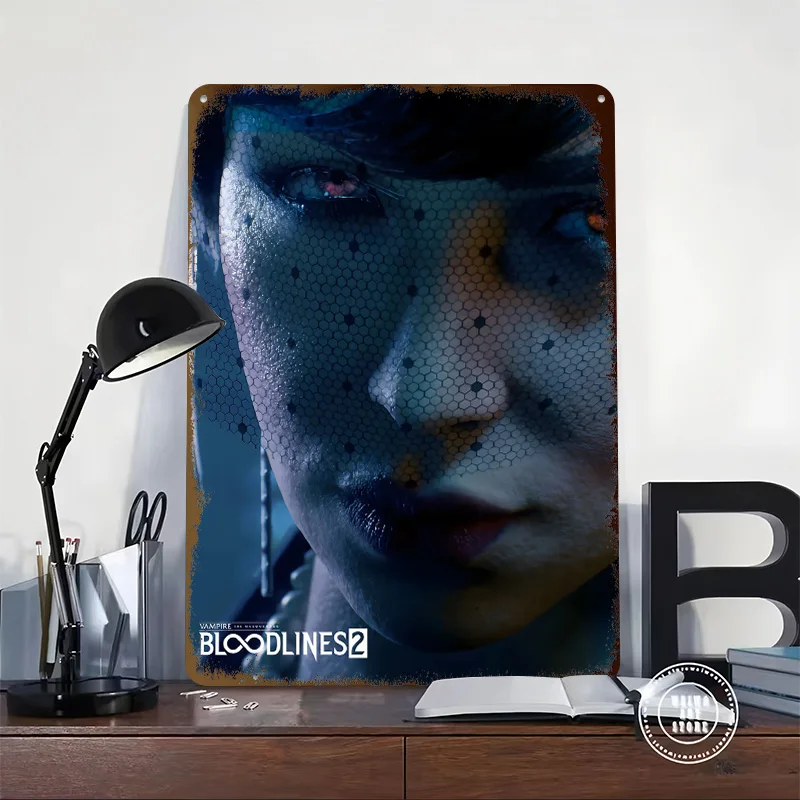 Vampire: The Masquerade - Bloodlines 2 3D Texture Metal Poster Customized Wall Art Tin Sign Gift for Mancave Vintage Decor Room