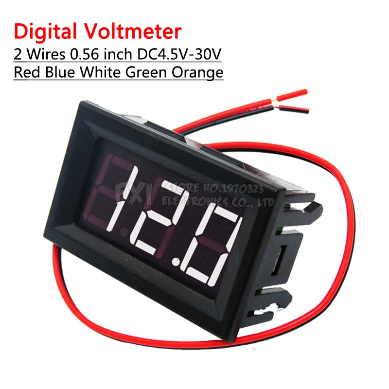 2 Wires 0.56 inch Digital Voltmeter 4.5-30V / DC4.5-30V Red blue white green orange LED Vehicles Motor Volt Voltage Panel LED