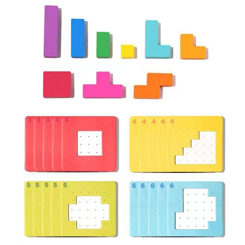 3D Two-Person Interactive Desktop Puzzle Game, Tangram Math Toys, Building Blocks Board, Color Shape Game for Kids, Presentes