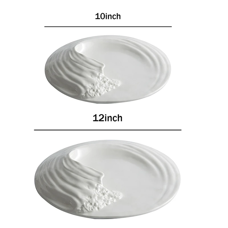 Hailang Stereoscopic Ceramic Tableware Special-Shaped Western Food Flat Plate High-Grade Cold Dishes Set In Hotel 12Inch White