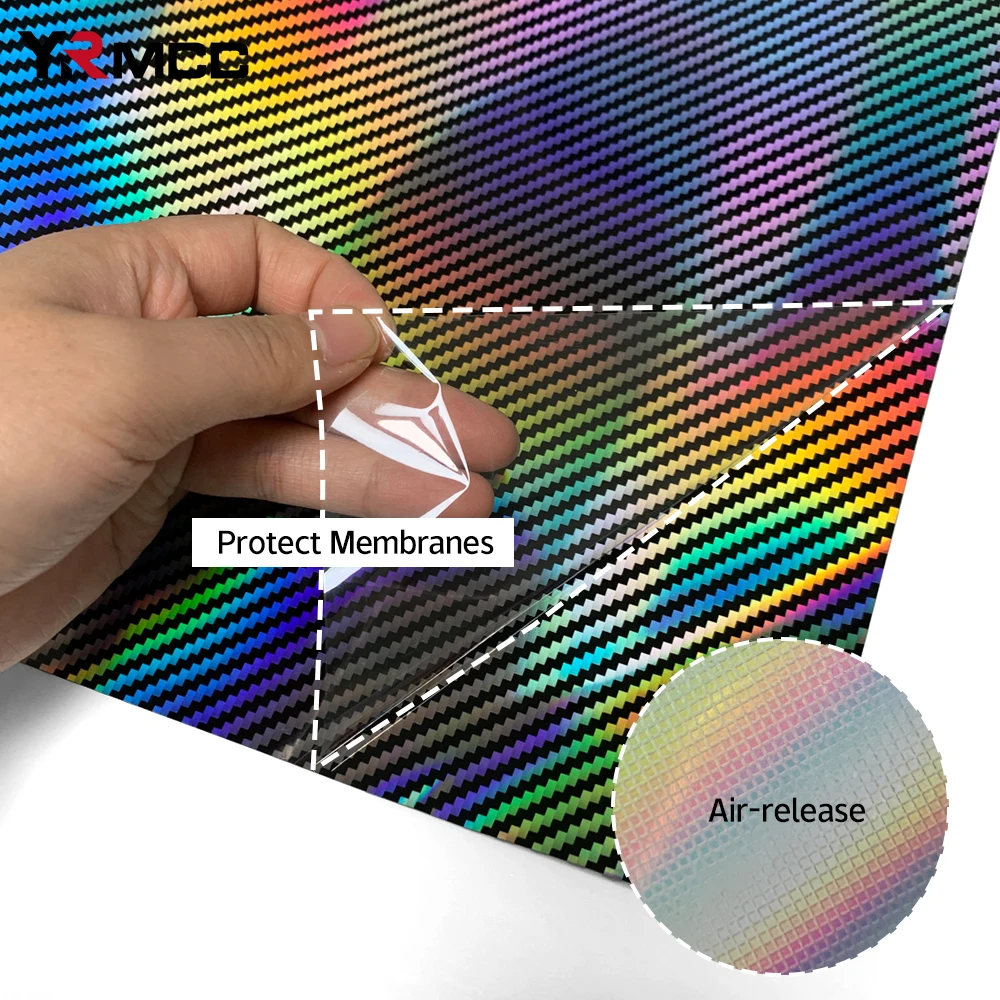Laser Silver Carbon Fiber Vinyl Wrap Motorcycle Stickers Rainbow Foil Car Body Film High Gloss Covers Car Stickers Accessories