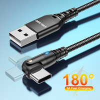 USLION 180 Rotate Type-c Fast Charging Cable 3A USB C Micro Mobile Phone Data Cord Fast Charge Data Cord Wire For Samsung iPhone
