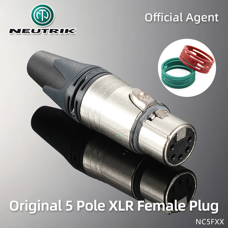 NEUTRIK 5 Pole Male / Female Cable Connector Plug NC5MXX NC5FXX with Color Ring Gold Plated Pin, for Headphone Earphone Cable