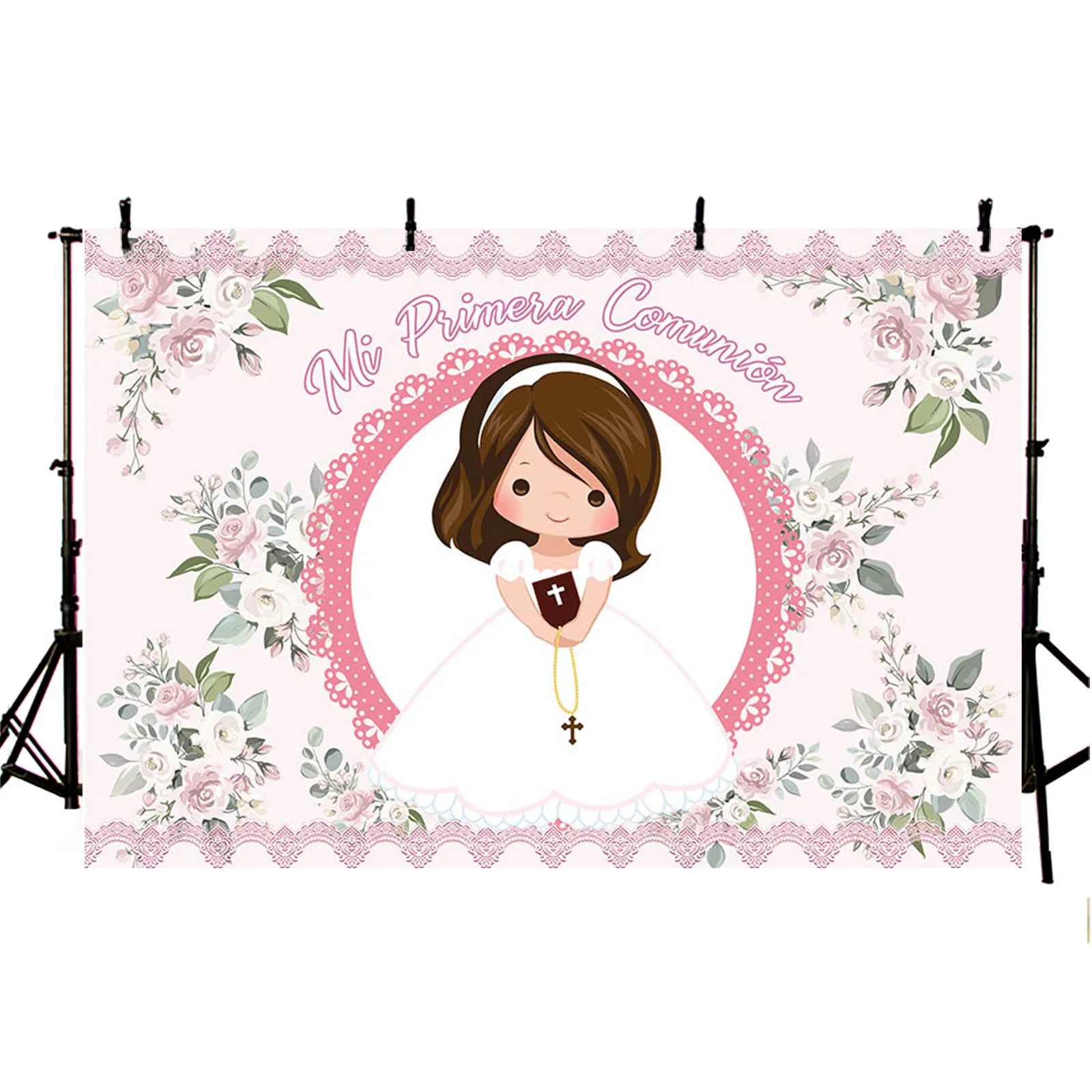 My Baptism Photography Backdrop Bohemian Floral Boy Girl First Holy Communion Background God Bless Christening Party Decor