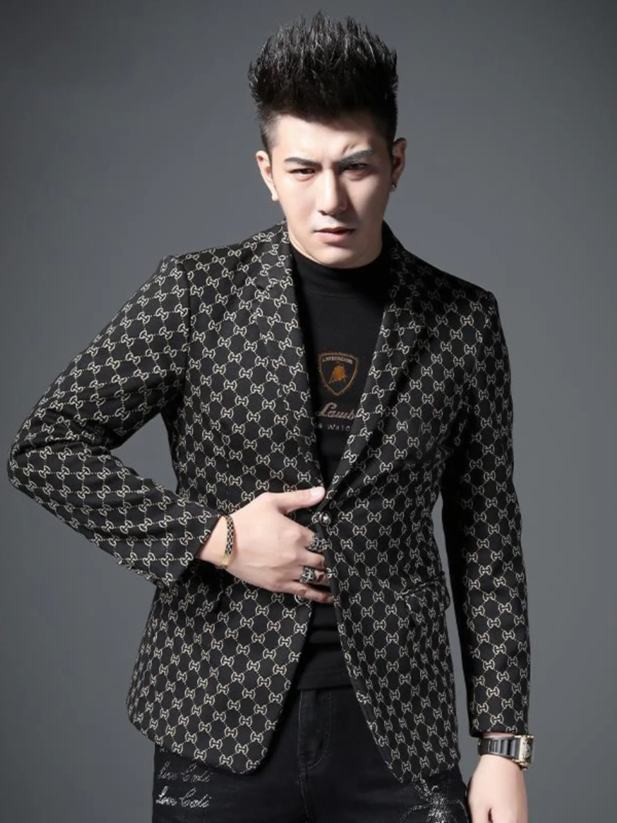 

Busin Casual Men's Suit Autumn Winter Sle Casual Chic Outerwear Stand Fit Polyester Viscose Spandex Long Sve Two B...