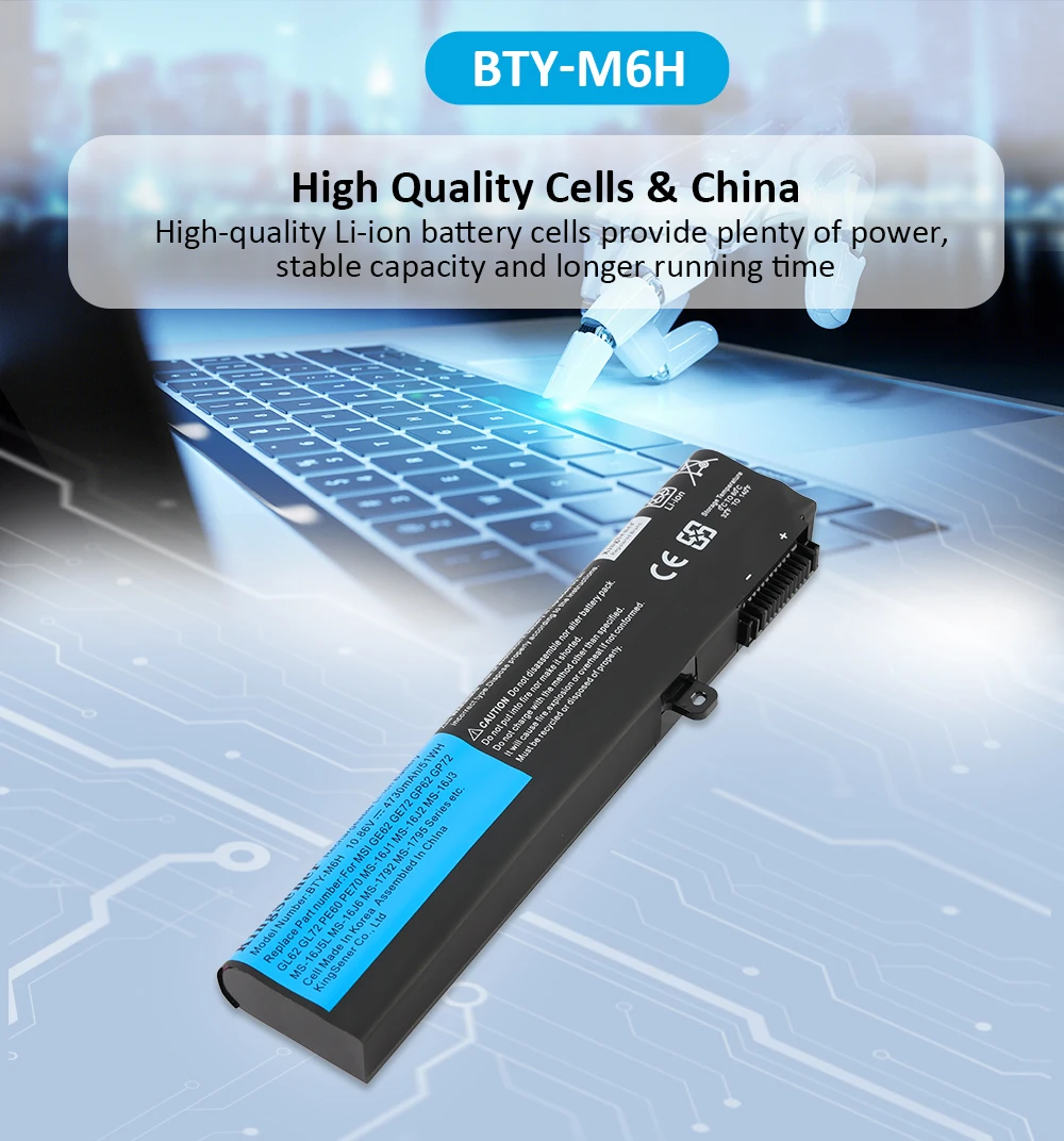 KingSener-Batería de BTY-M6H para motocicleta, accesorio para MSI GE62, GE72, GP62, GP72, GL62, GL72, GP62VR, GP72VR, PE60, PE70, MS-16J2, MS-16J3,
