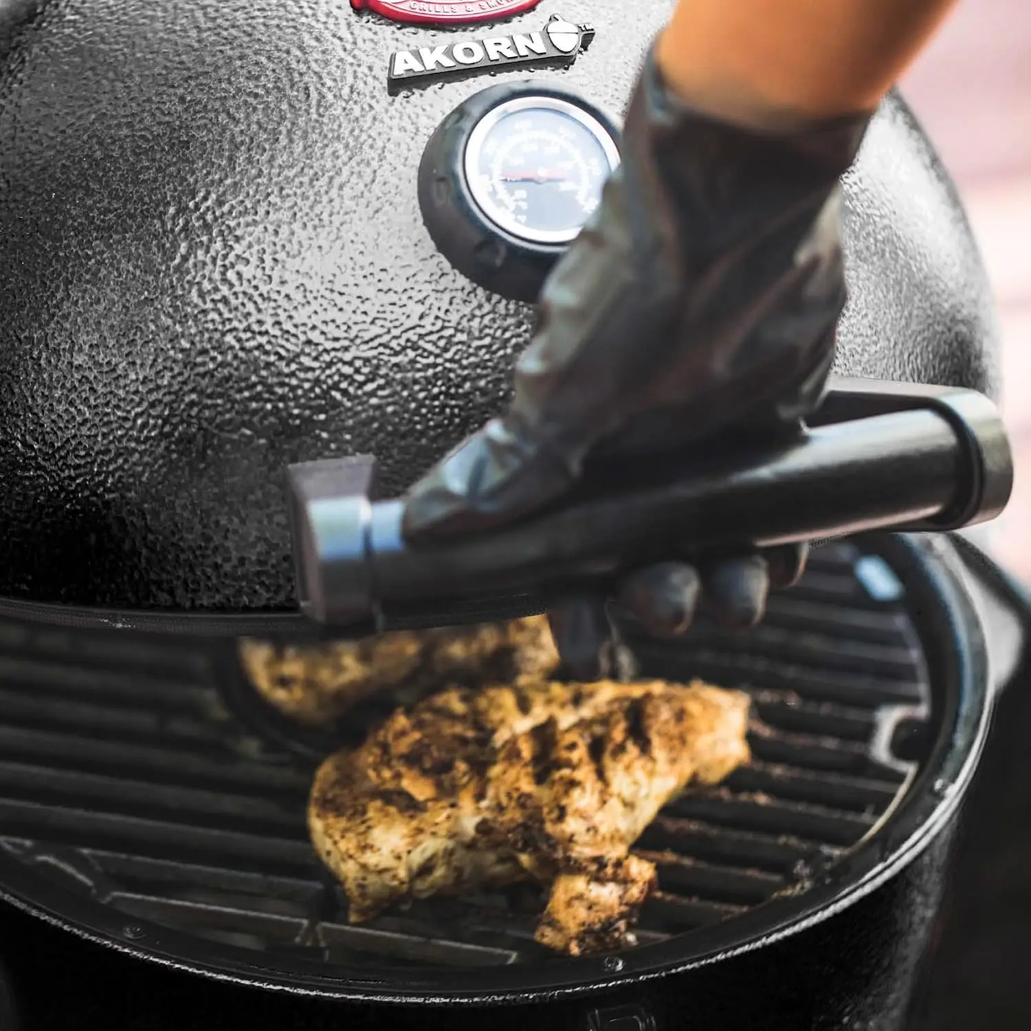 Portable Kamado Charcoal Grill and Smoker with Triple-Wall Insulated Steel Body, Cast Iron Cooking Grates, and Locking Lid, 155