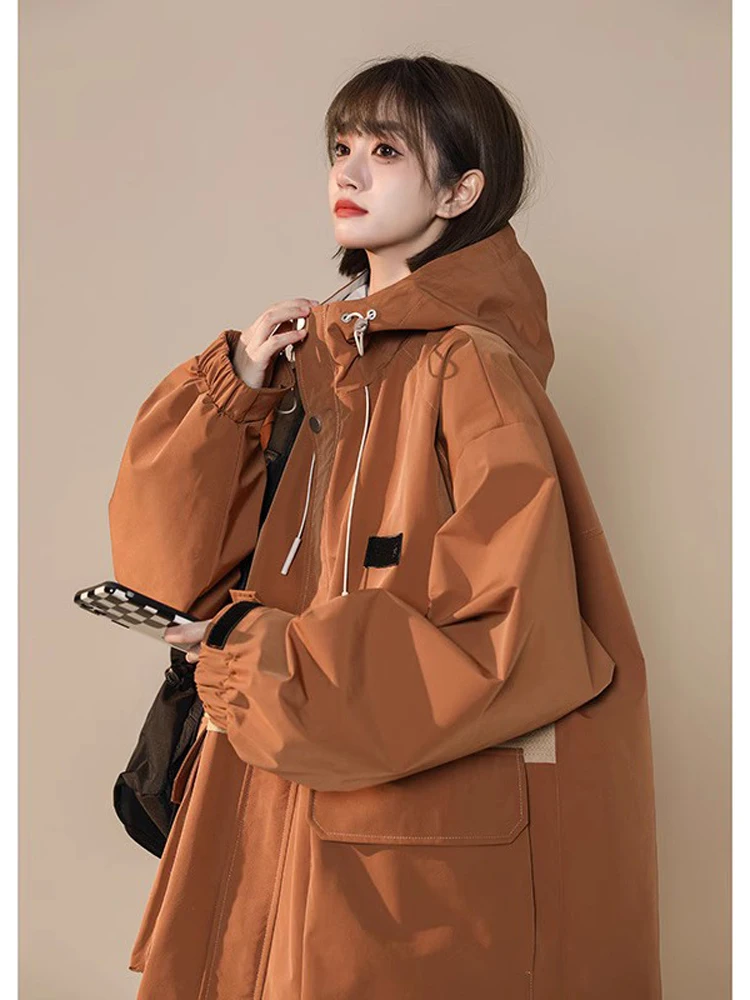 

Youthful Outdoor American Sle Jaet Vintage Volleyball Boys Coat Men's Fce Windproof Zipper Hooded Loose Fit Autumn Jaet