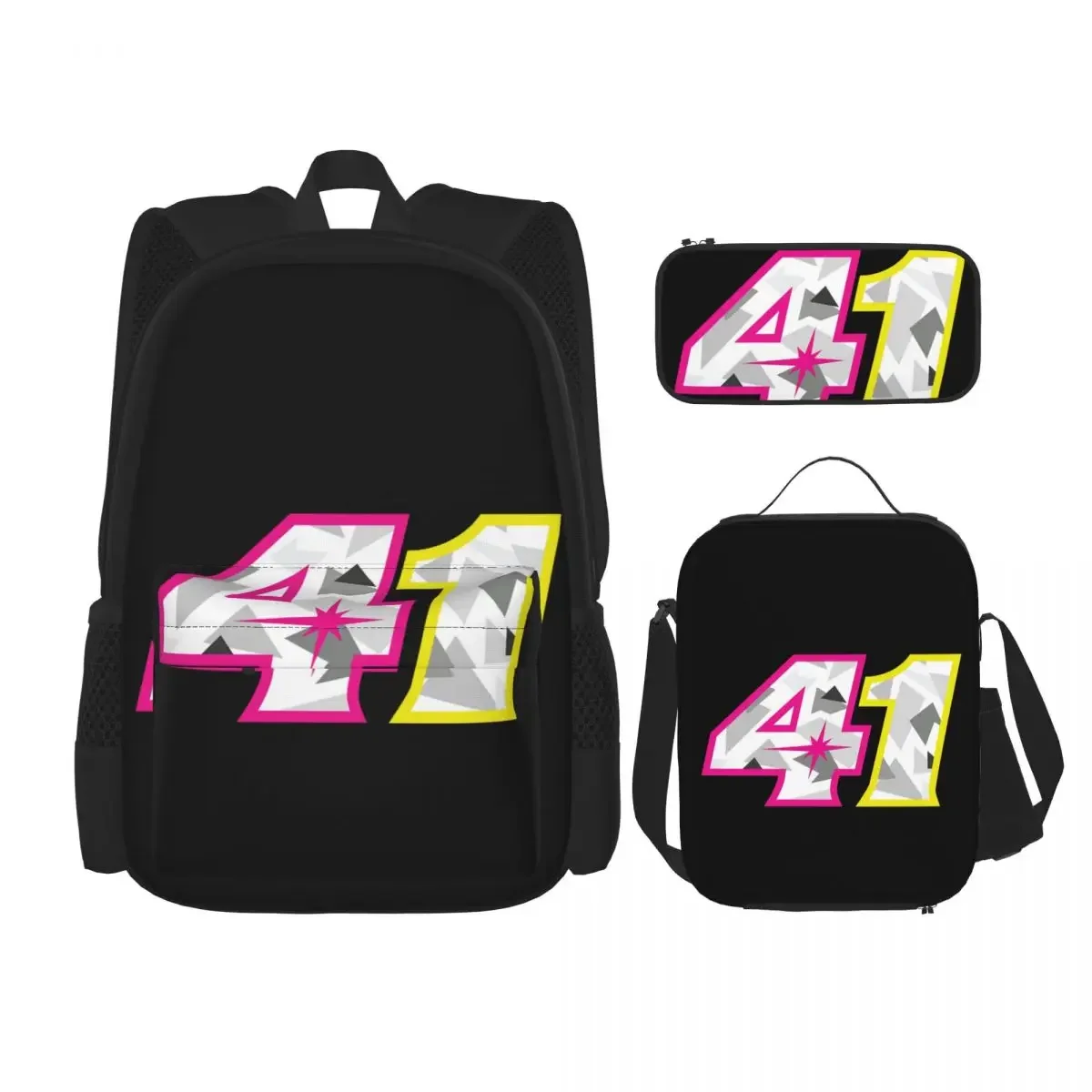 

Aleix Espargaro Number 41 Backpacks Boys Girls Bookbag Students School Bags Kids Rucksack Lunch Bag Pen Bag Three-Piece Set