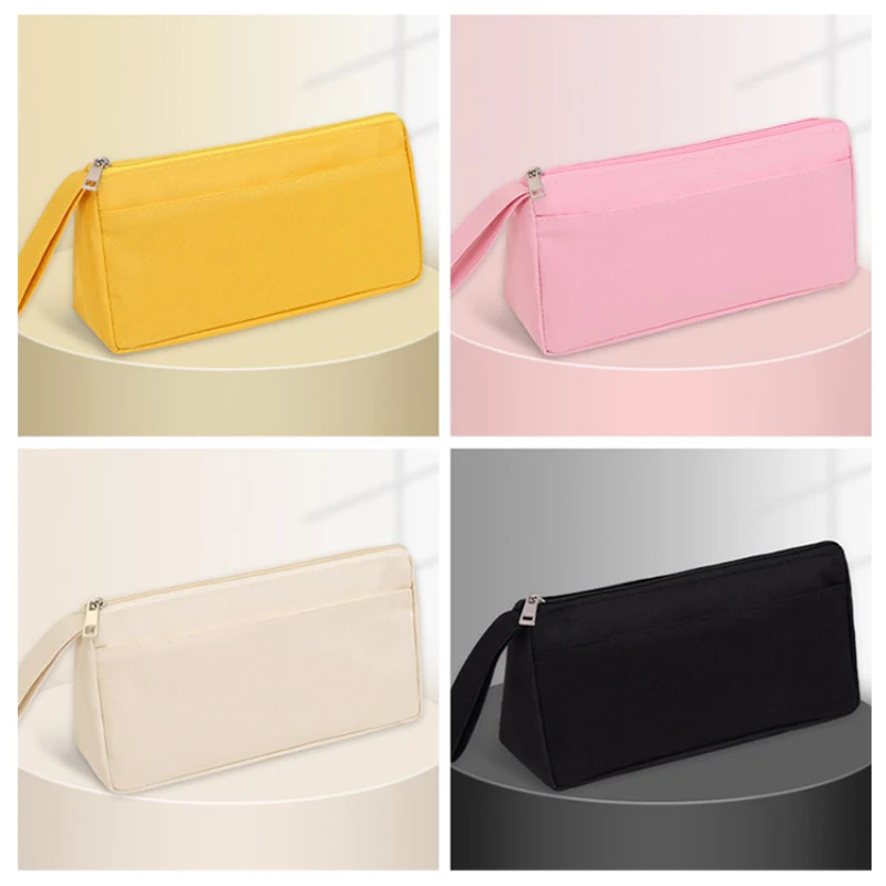 Fashion Portable Oxford Pencil Case Simple Double Layer Stationery Box Children Pencil Bag Large Capacity Pencil Case Gifts