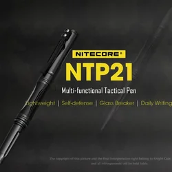 NITECORE NTP21 Penna tattica in lega di alluminio con lunetta al tungsteno Strumento multifunzionale per autodifesa Rompivetro + Clip in acciaio inossidabile