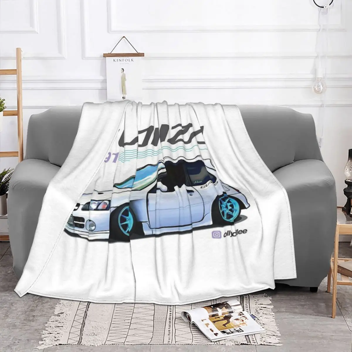 Manta de algodón a cuadros de Toyota Starlet Glanza V, colcha para cama, sofá, manta de verano, ropa de cama