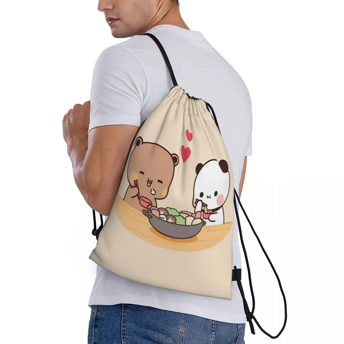 

Bubu Dudu Panda Bears Cartoon Backpacks Casual Drawstring Bags Shoes Bag Book Bags for Travel School