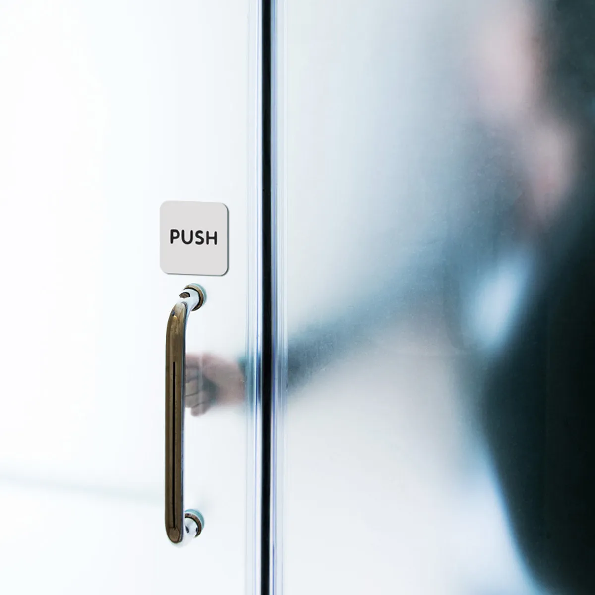 

1 Pair Push Pull Door Sticker Self Adhesive for Entrance Exit Sign White Push Pull Sticker Office Bathroom Shop Salon Window