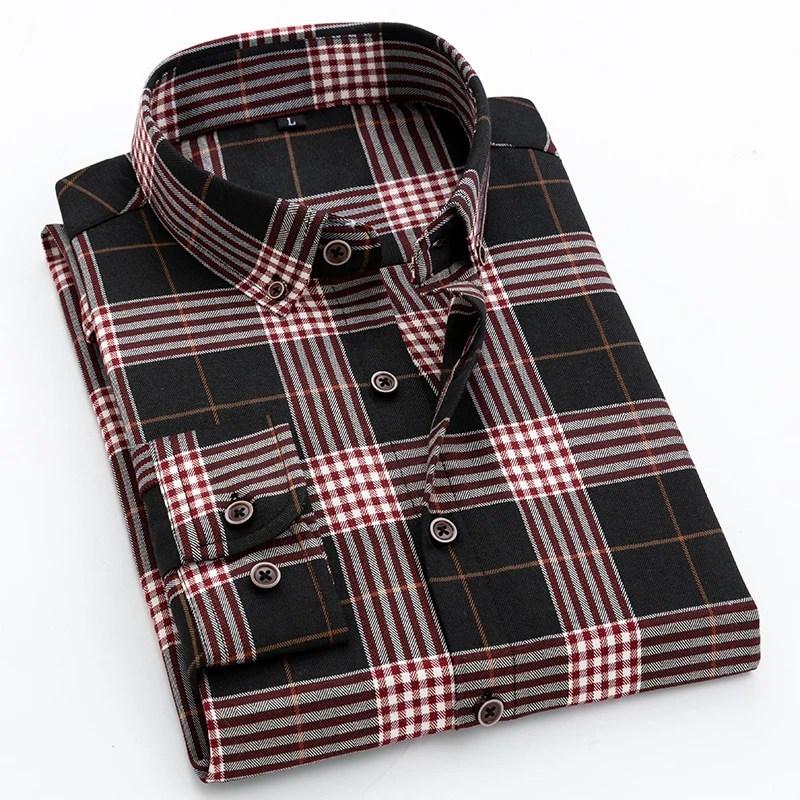 2023 Spring and Autumn New Classic Fashion Trend Plaid Shirt Men\'s Casual Comfortable Breathable Large Size Long-Sleeved Shirt