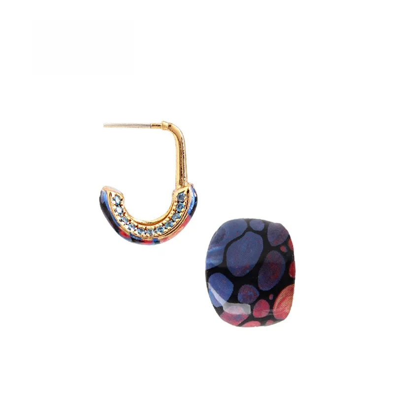 Sumni Vintage Artistic Color Print Earrings 925 Silver 18K Gold Plated Women's Fashion Jewelry  out Winter Collection