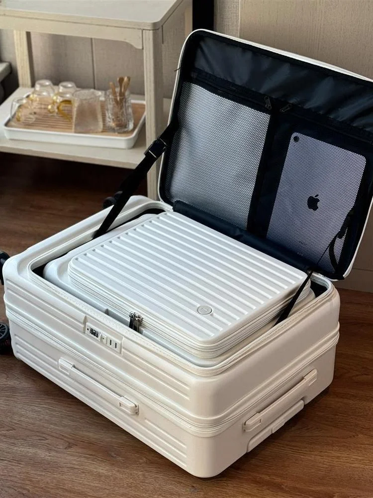 

Women's Side-Opening Cover Lage 2025 New Expandable Multi-Functional 20-Inch Pull Rod Travel Suitcase Password Leather Box...