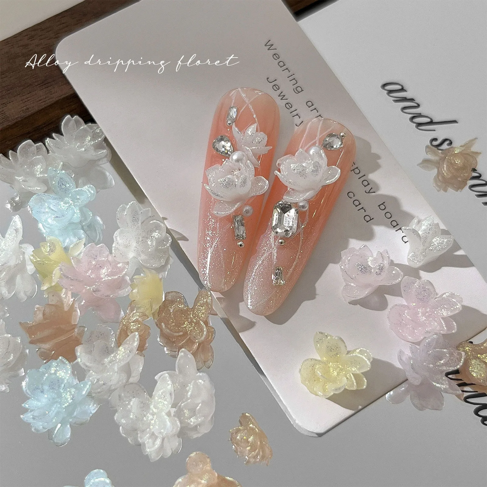 Soft Sculpted Magnolia Flower Nail Art Charms, 3D Resin Flatback Nail Decor, Macaron Color Mix for Romantic Aesthetic Manicure