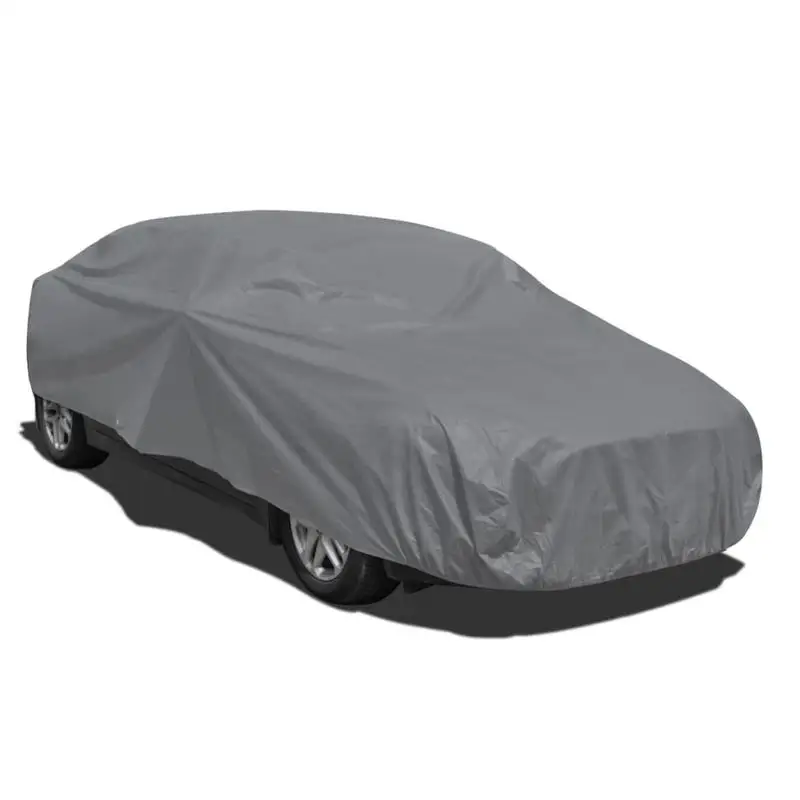 Housse de protection auto taille XL gris tissu non-tissé 70g/m² cordon élastique ajustable anti-UV poussière pluie neige pliable rangement compact adapté berline entretien véhicule garage extérieur