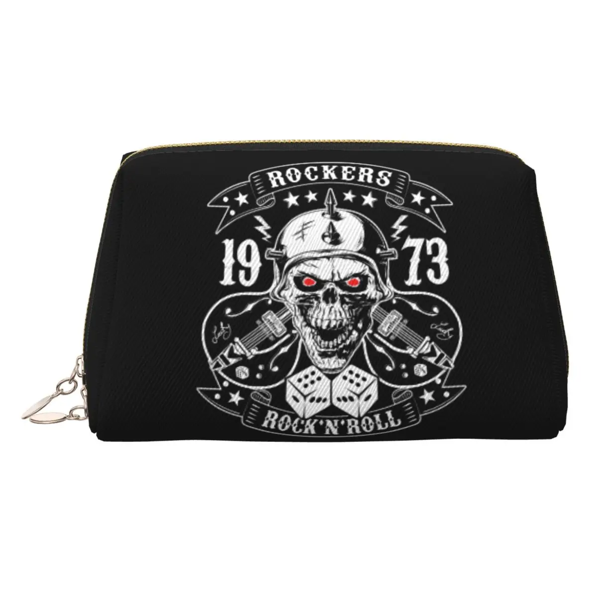 

Рокабилли Рок Череп Рокерс Рок-н-ролл Гитары Байкеры Косметичка для женщин Косметический органайзер Модные сумки для хранения туалетных принадлежностей